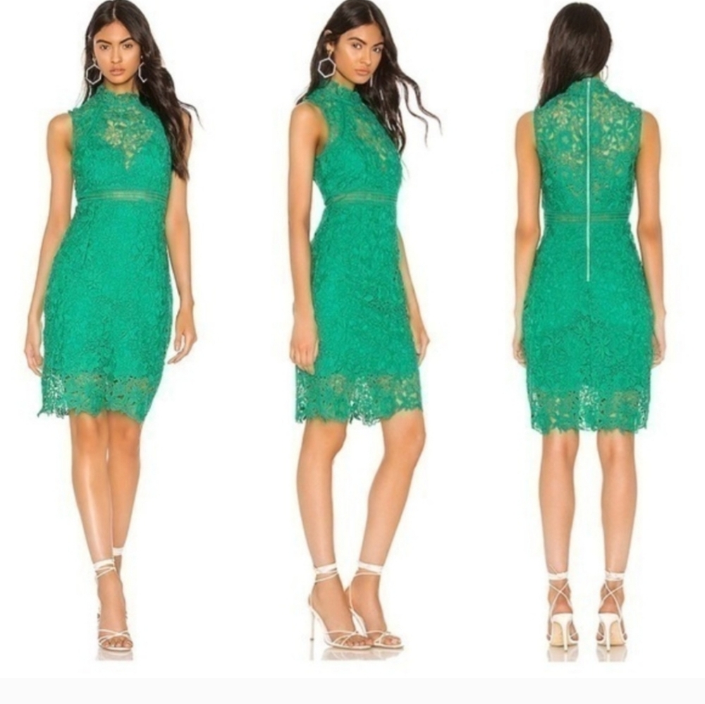 Bardot lace mockneck dress